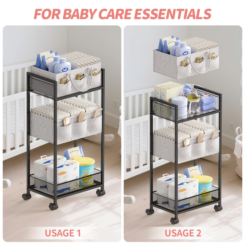 VEESUN diaper caddy with adjustable dividers creates customizable storage space and easy access