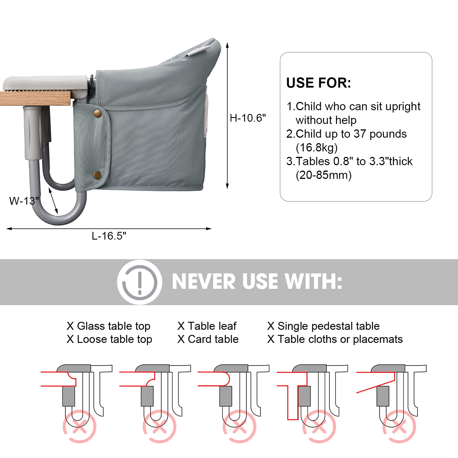 VEEYOO clip-on high chair storage bag keeps essentials close during dining