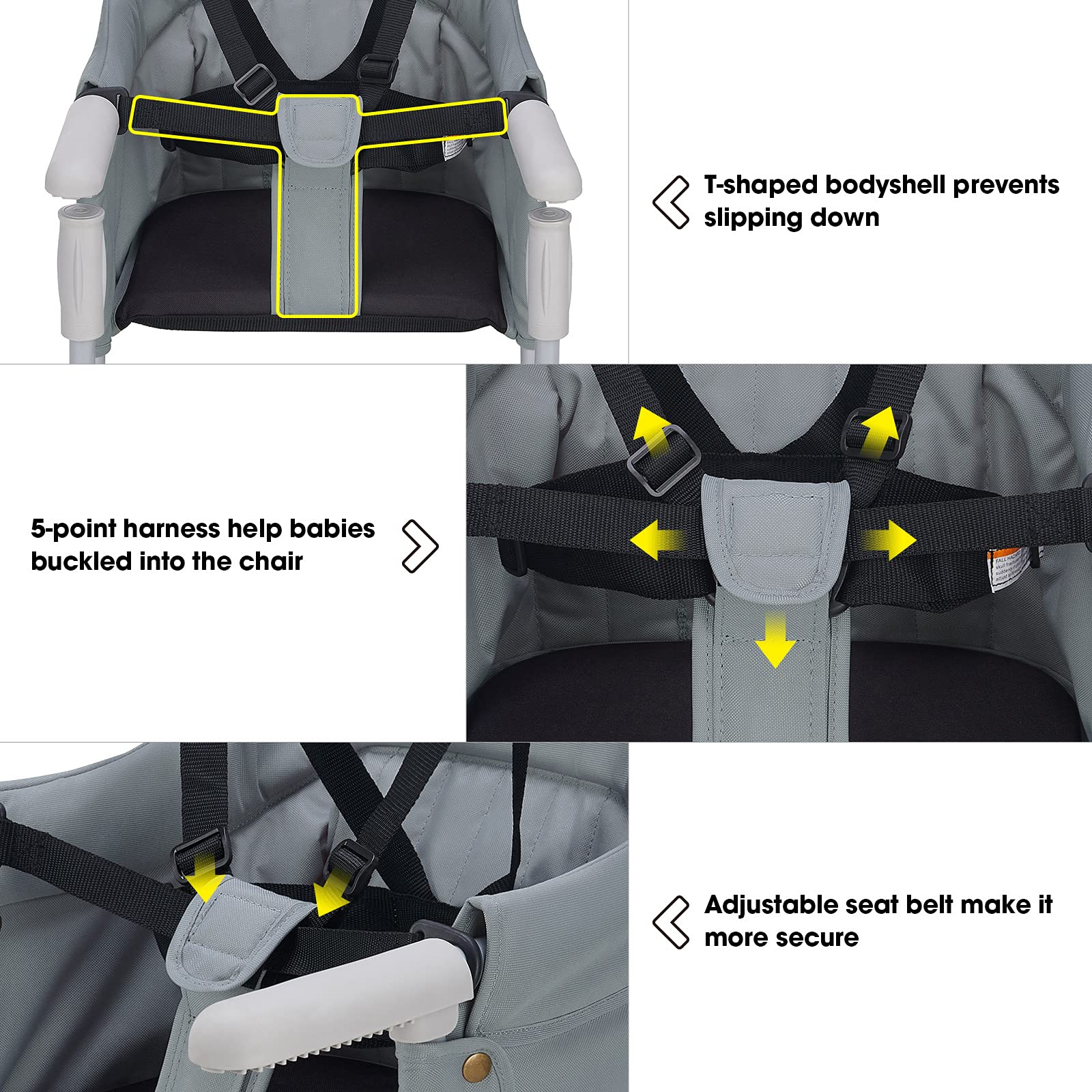 VEEYOO folding travel high chair packs flat for compact, portable trips