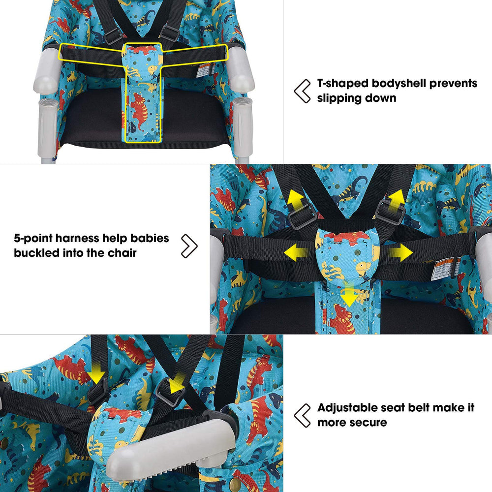VEEYOO Hook On Chair 5-point harness keeps your child safely seated.