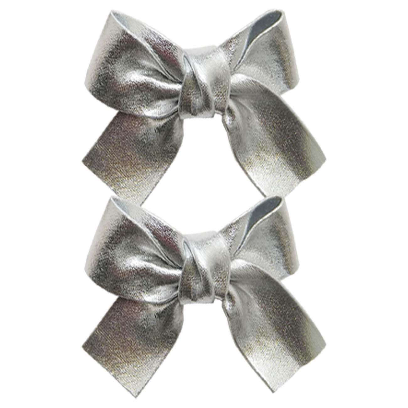 VEICOSTT baby glitter hair bow silver close-up for festive styling