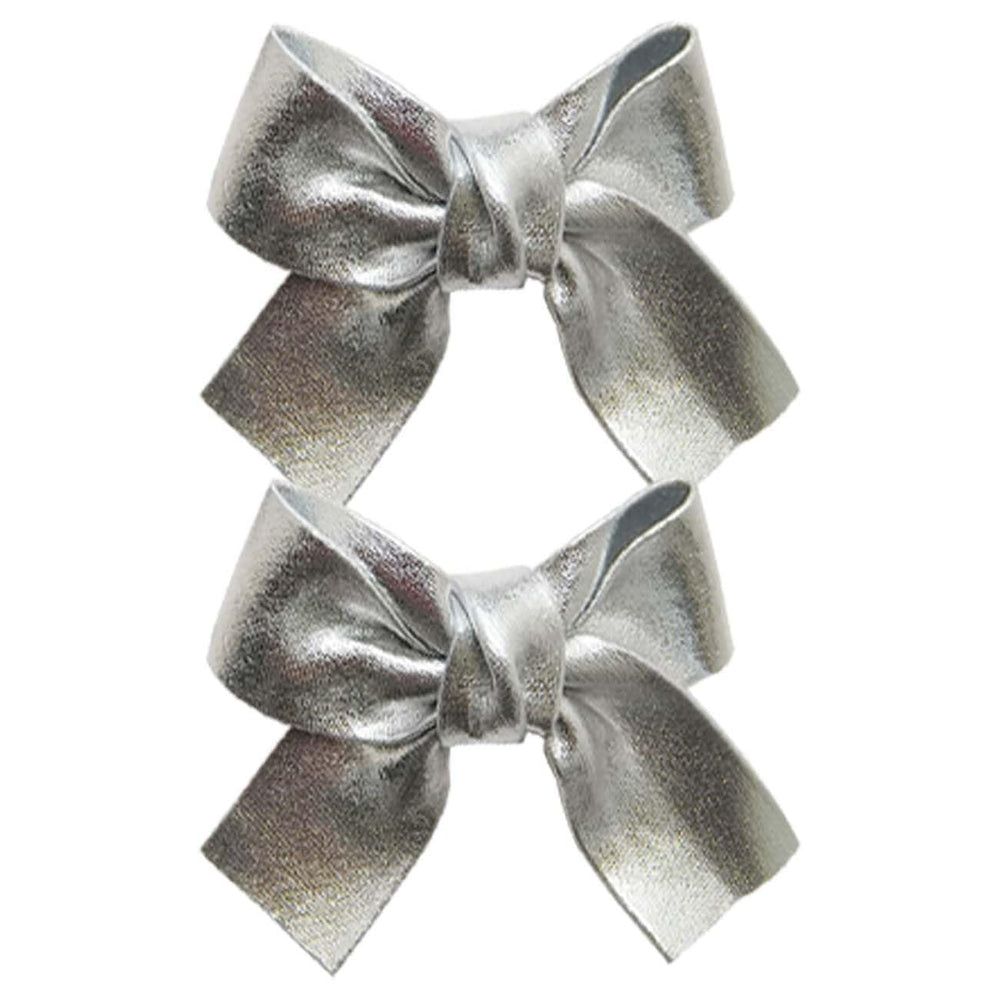 VEICOSTT baby glitter hair bow silver close-up for festive styling