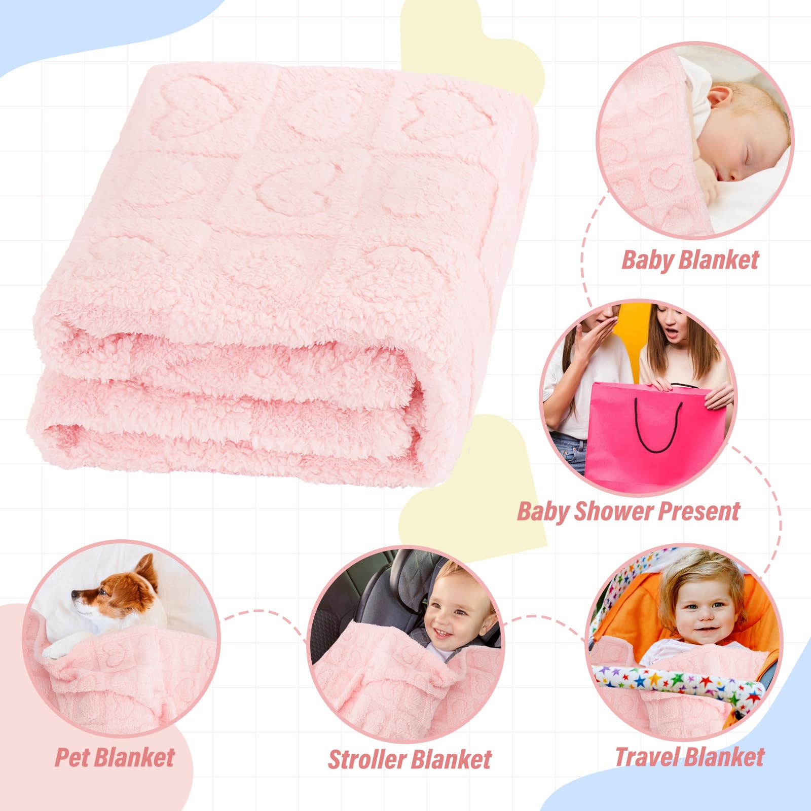 VEIDIA plush heart checkered blanket 30x39 inches all-season warmth