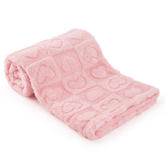 VEIDIA plush heart checkered blanket folded for cozy on-the-go warmth