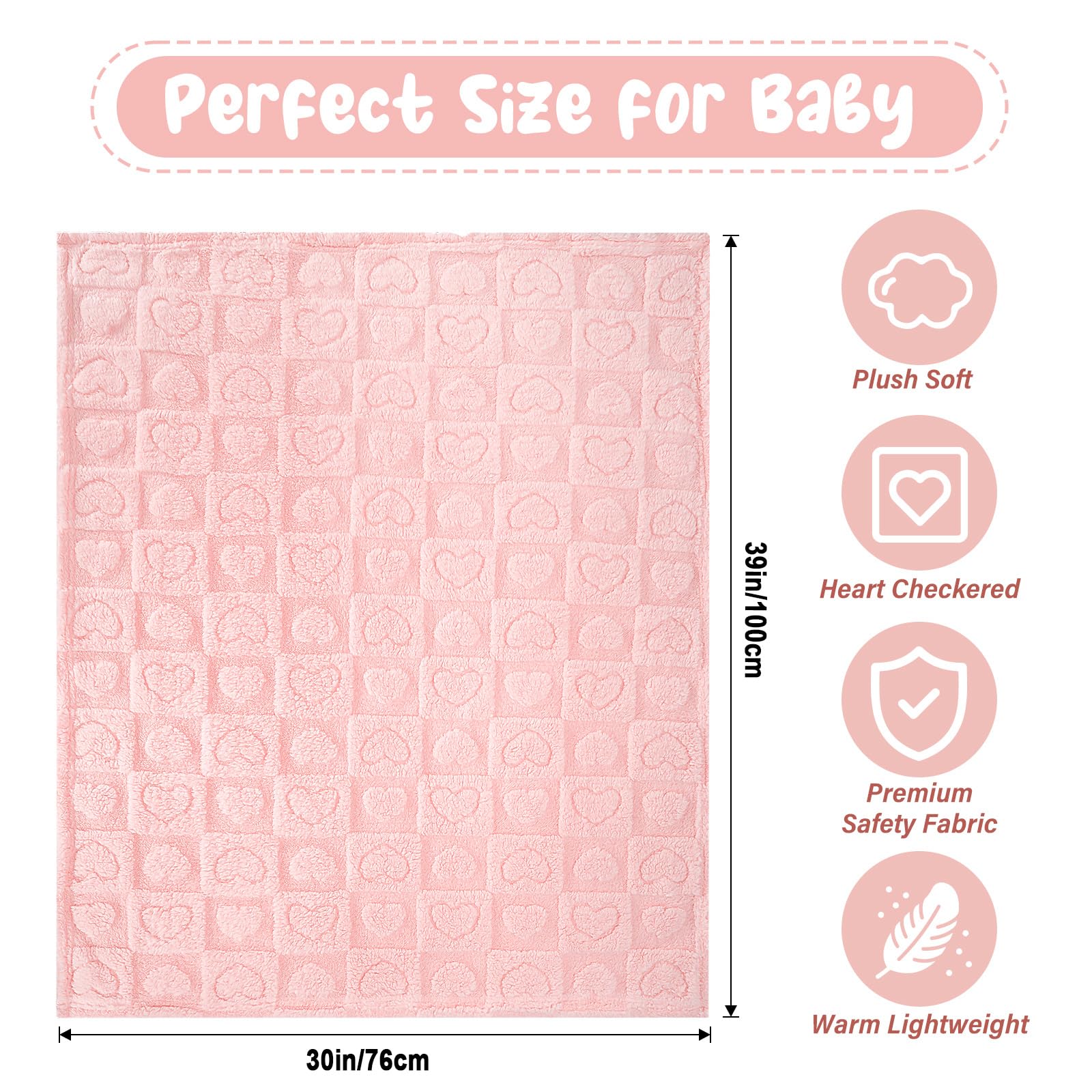 VEIDIA plush heart checkered blanket gift-ready for newborns and baby showers