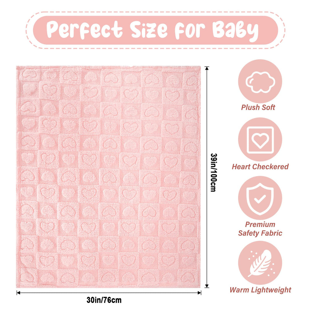VEIDIA plush heart checkered blanket gift-ready for newborns and baby showers