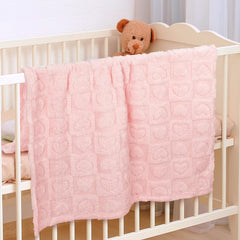 VEIDIA plush heart checkered blanket draped for nap-time snuggles