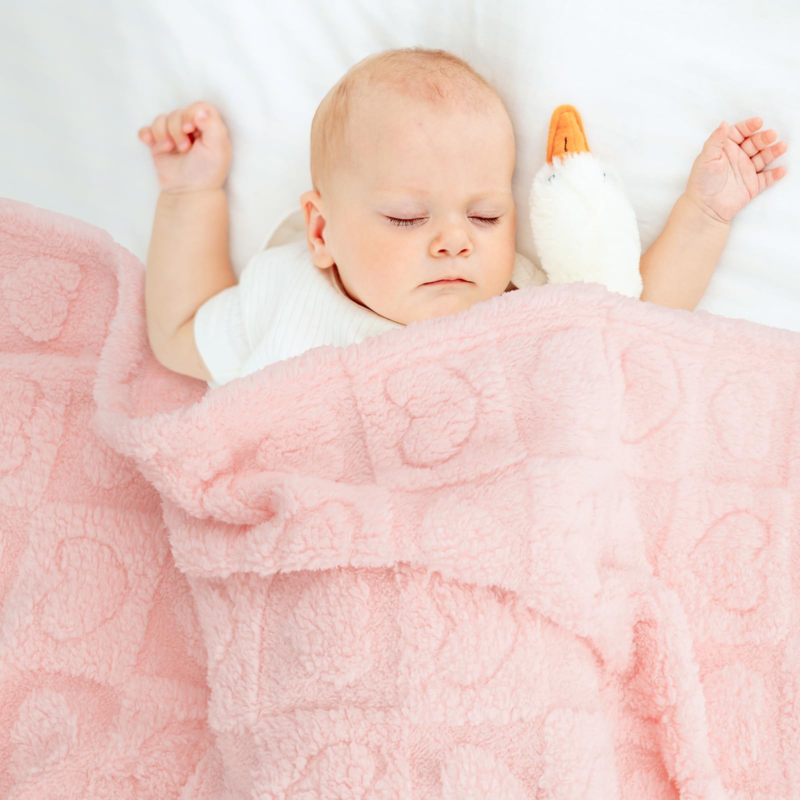 VEIDIA plush heart checkered blanket in nursery as decorative cozy accent