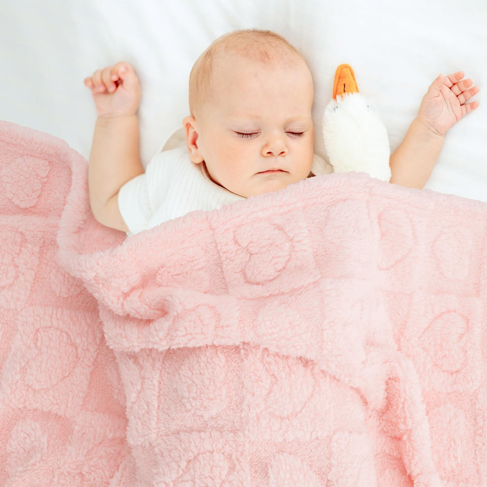 VEIDIA plush heart checkered blanket in nursery as decorative cozy accent