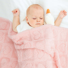 VEIDIA plush heart checkered blanket in nursery as decorative cozy accent