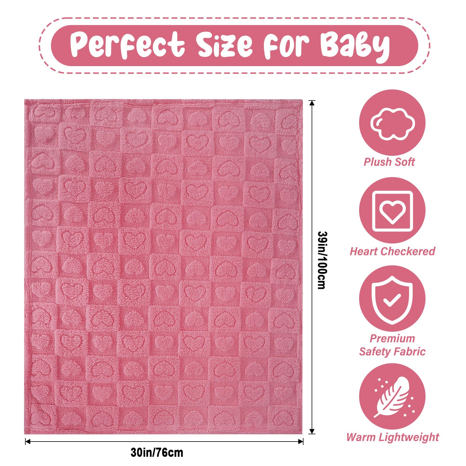 VEIDIA plush heart-checkered blanket is a charming baby shower gift idea.