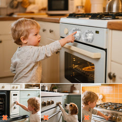 VEIUSHNI double-lock mechanism prevents toddler knob turning