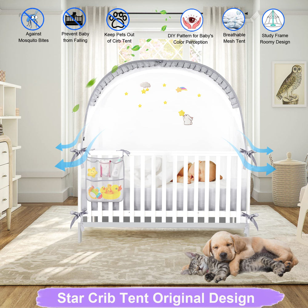 VEIZXUN crib tent travel-pack shows compact folding for trips