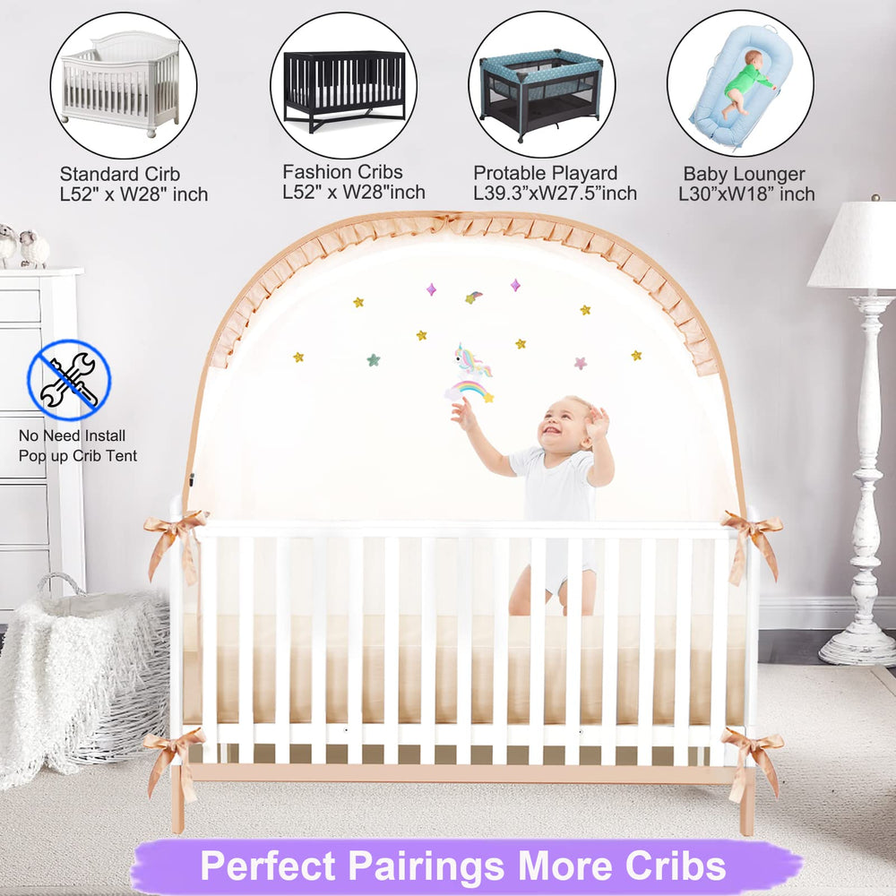 VEIZXUN pop-up crib tent setup in seconds for hassle-free travel