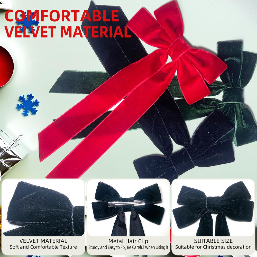 Velvet Bows Hair Clip closeup highlights soft velvet texture and refined detail.