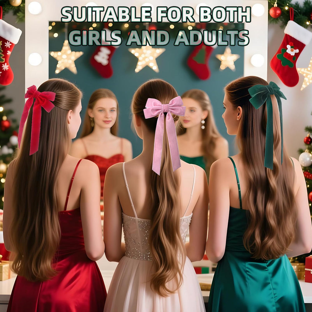 Velvet Bows Hair Clips in light pink provide soft, approachable outfits for all-day wear