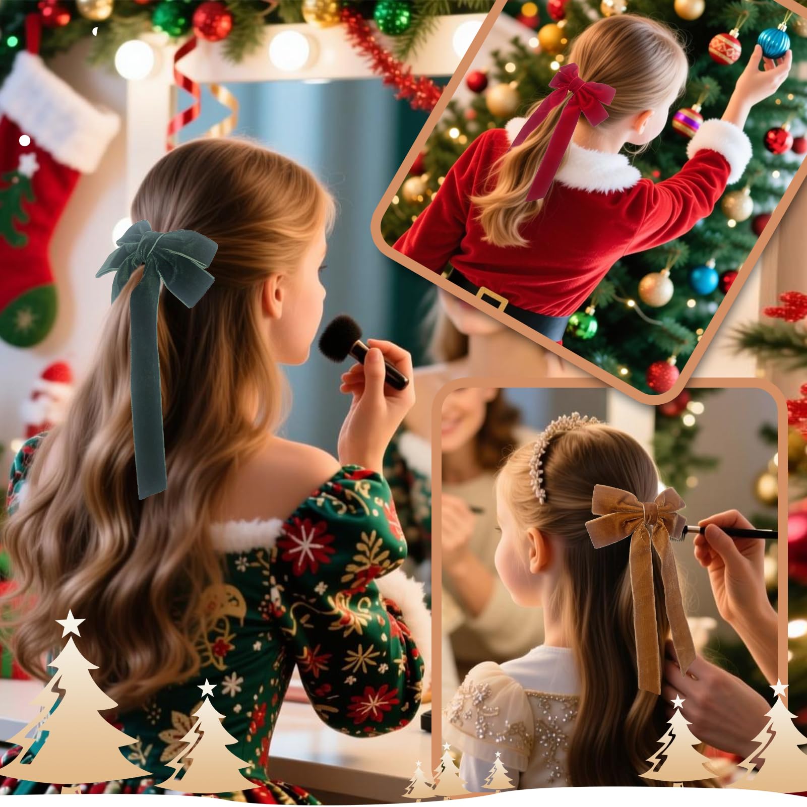 Velvet Bows Hair Clip red side view showcases plush texture for chic everyday wear