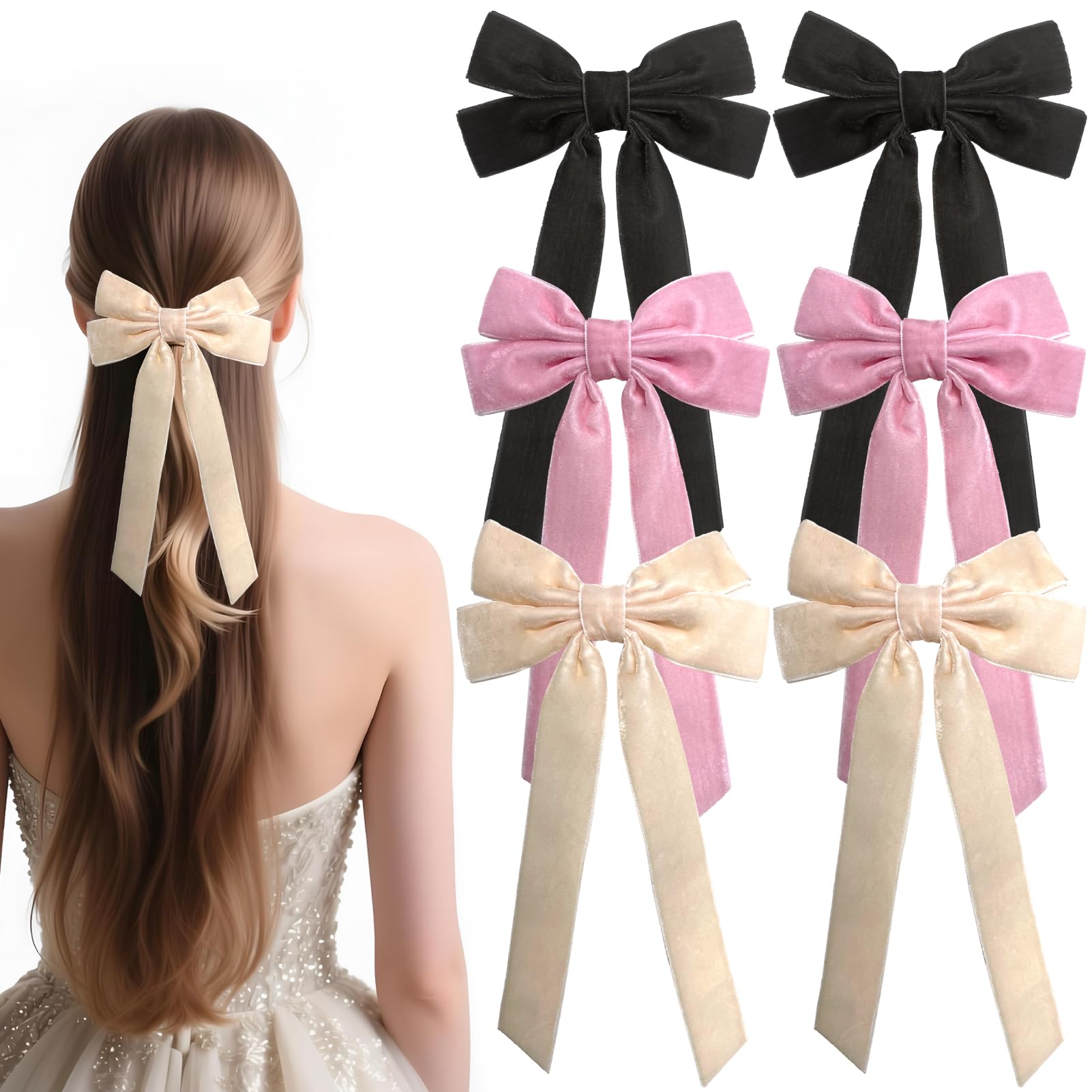 Velvet Bows Hair Clips black closeup showing luxurious velvet texture and secure grip