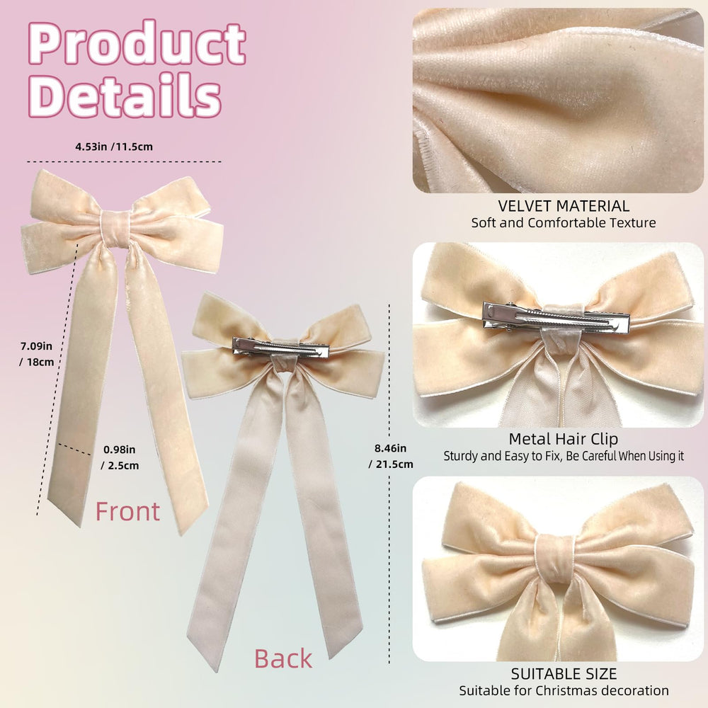 Velvet Bows Hair Clips worn on head highlighting all-day comfort and style