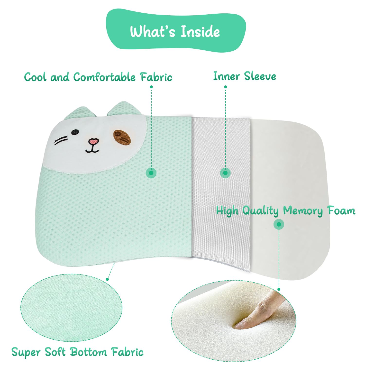 VEMBAP Kid Pillow removable pillowcase enables easy machine washing