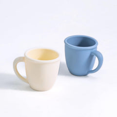 Vemolea silicone baby training cup in blue with open 4oz, easy-grip for little hands