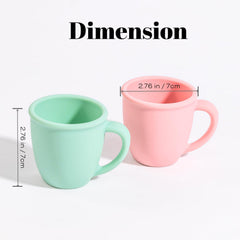 Vemolea green-handled silicone training cup with ergonomic grip for toddlers.