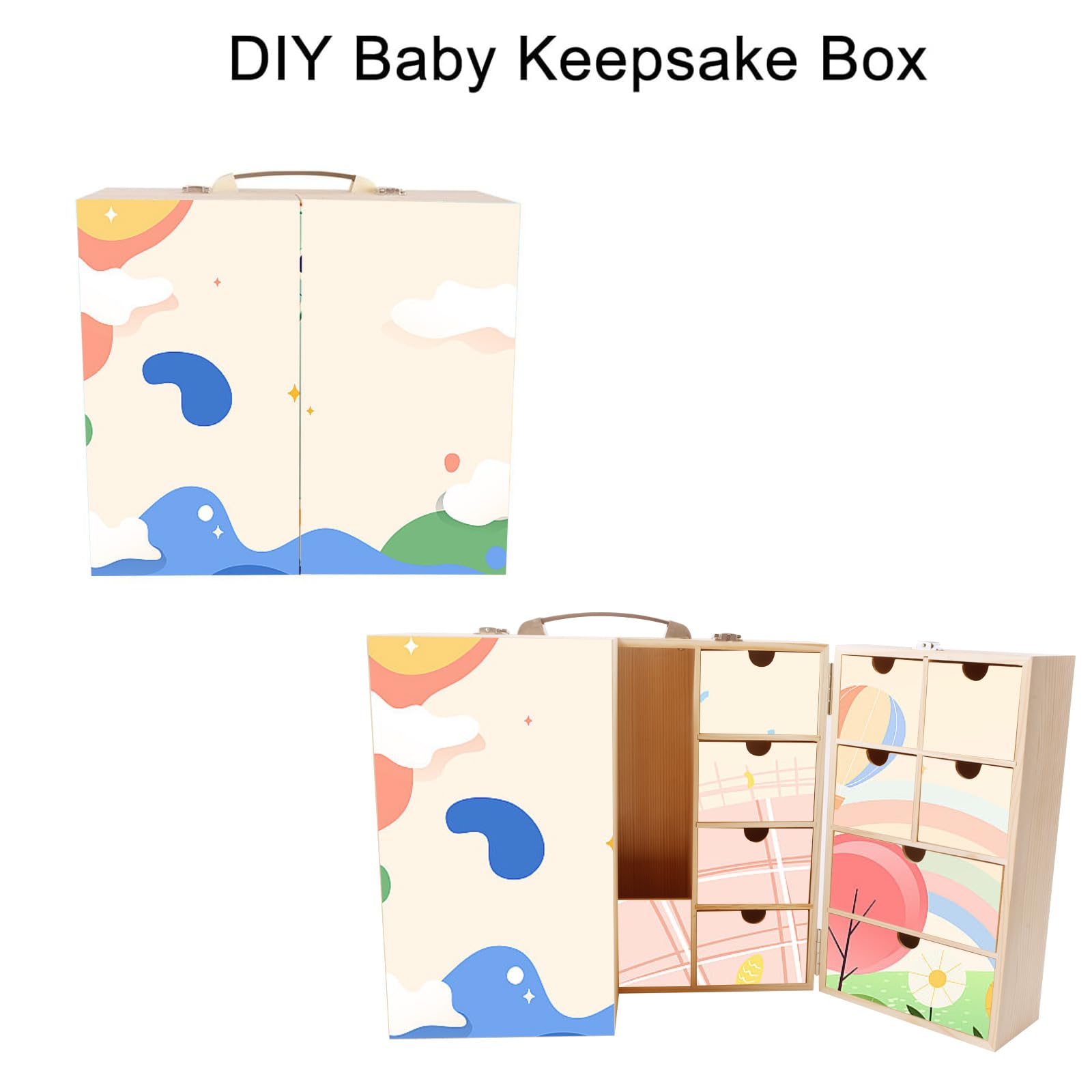 Vencer 14 compartment storage keeps baby mementos organized