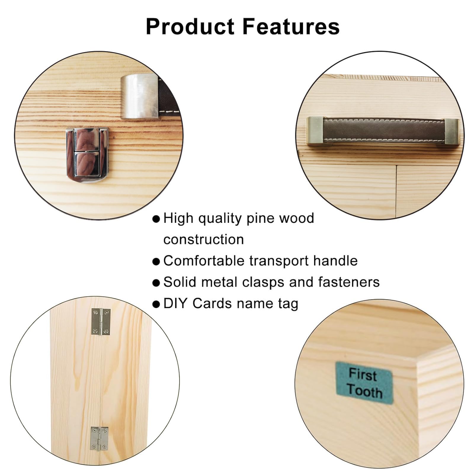 Vencer keepsake box with handle and buckle for easy transport