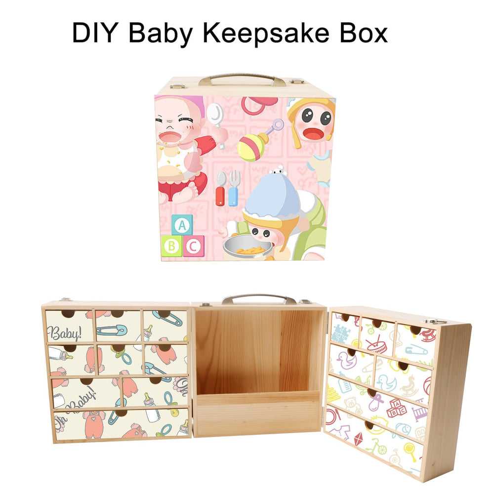Vencer DIY Baby Keepsake Box includes 32 hand drawn labels for easy memory labeling