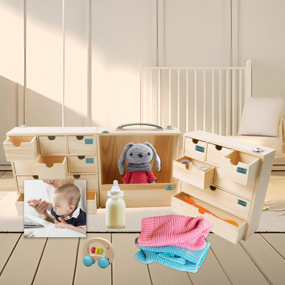 Vencer DIY Baby Keepsake Box stores birth certificate and ultrasound safely