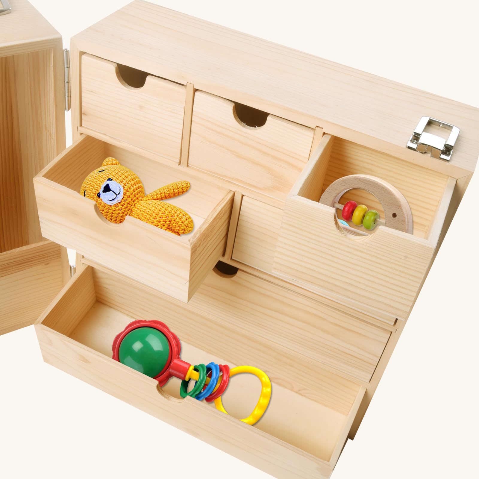 Vencer DIY Baby Keepsake Box 17 compartments keep important items neatly separated