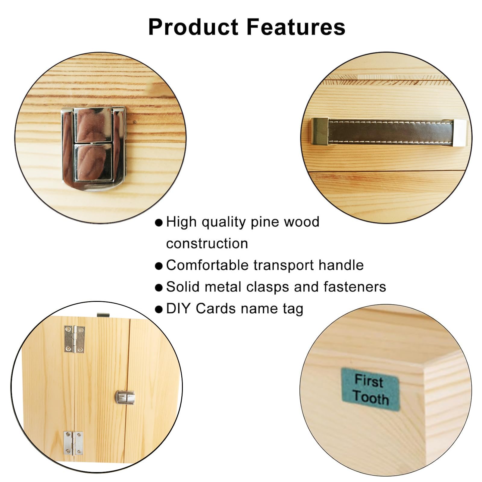 Vencer DIY Baby Keepsake Box wood finish highlights pine texture for customizable nursery storage