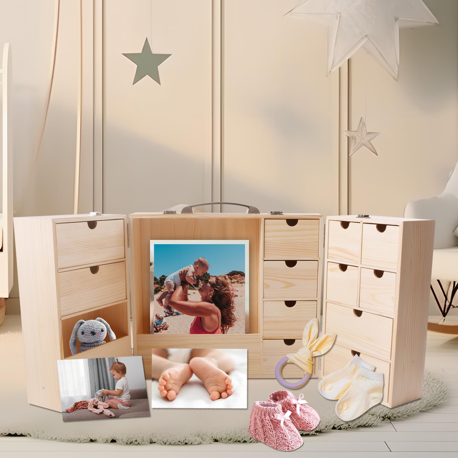 Vencer portable wooden keepsake box enhances baby shower gift experience