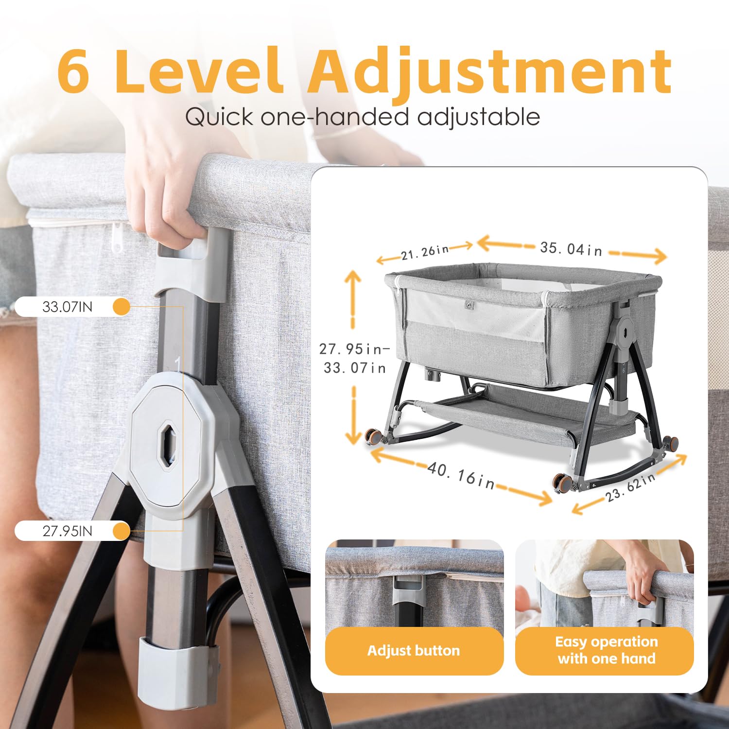 venowu bedside-crib-foldable-design emphasizes easy folding and storage