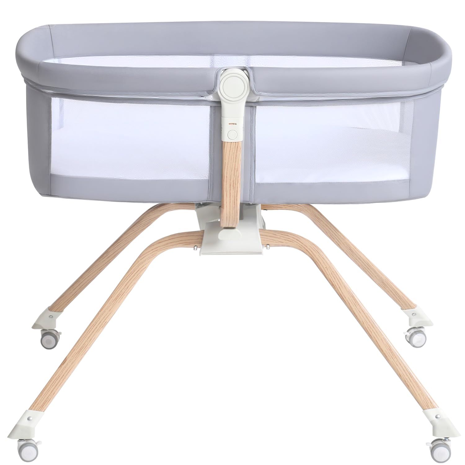 Venowu bedside crib grey-fabric shows versatile style with breathable comfort for nursery spaces