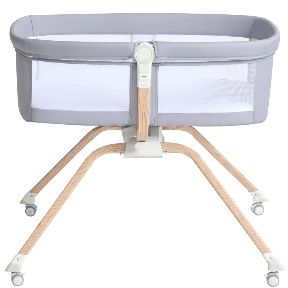 Venowu bedside crib grey-fabric shows versatile style with breathable comfort for nursery spaces