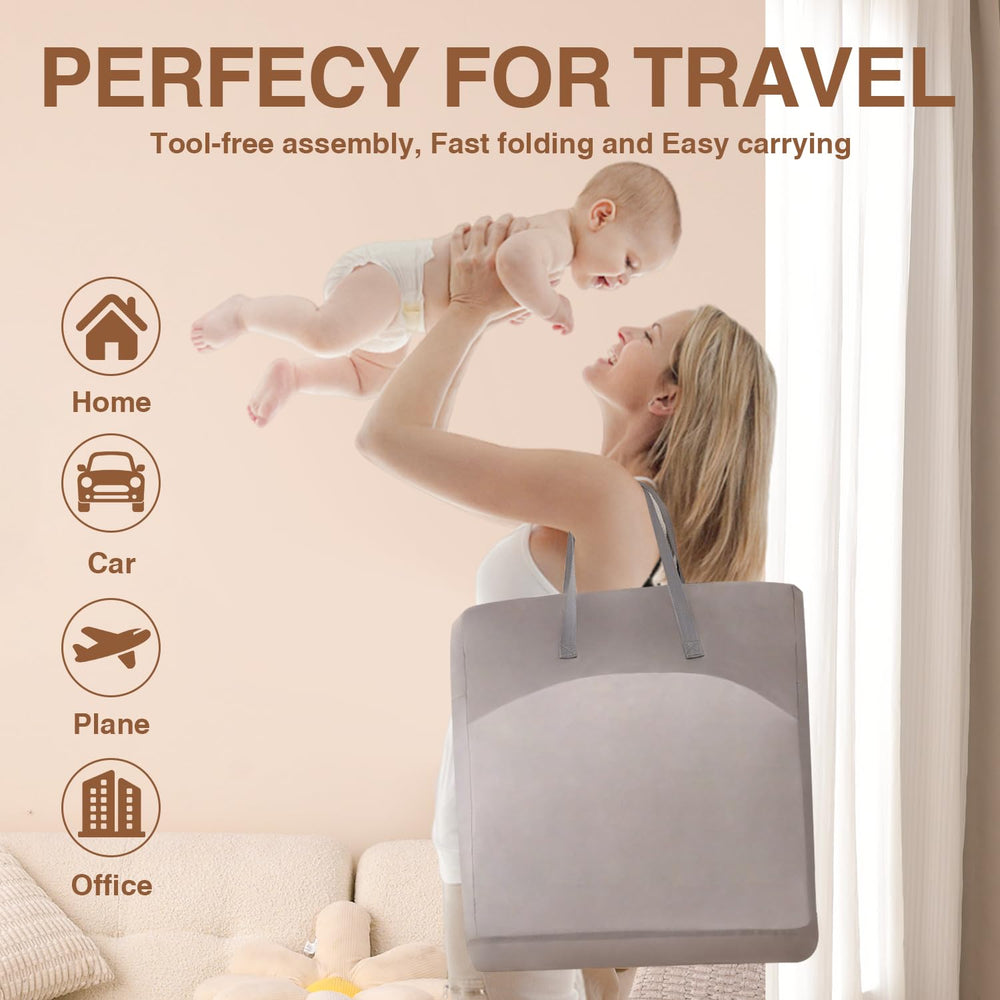 Venowu bedside crib travel bag demonstrates effortless transport and compact storage capacity