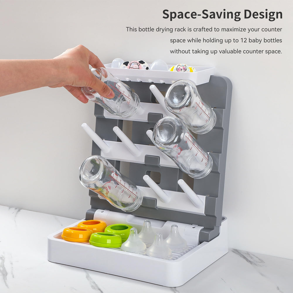 Venuekkuri drying rack area neatly holds pacifiers and pump parts