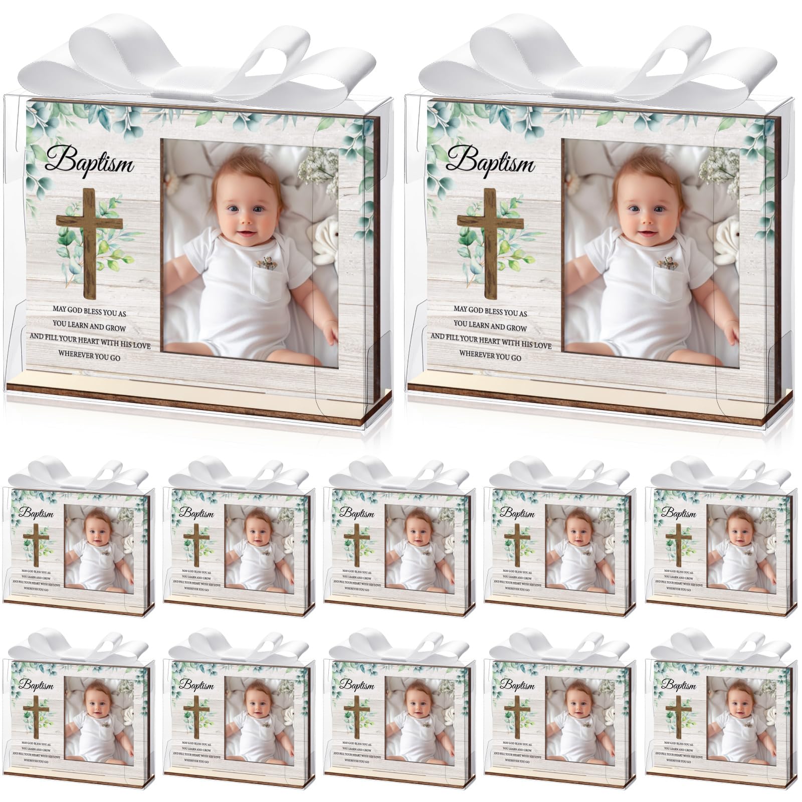 Vercraft baptism photo frame wood stands to display cherished memories beautifully.