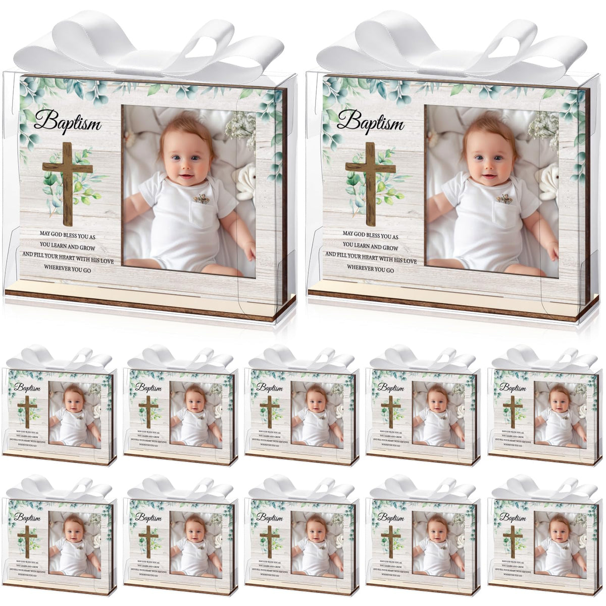 Vercraft baptism photo frame wood stands to display cherished memories beautifully.