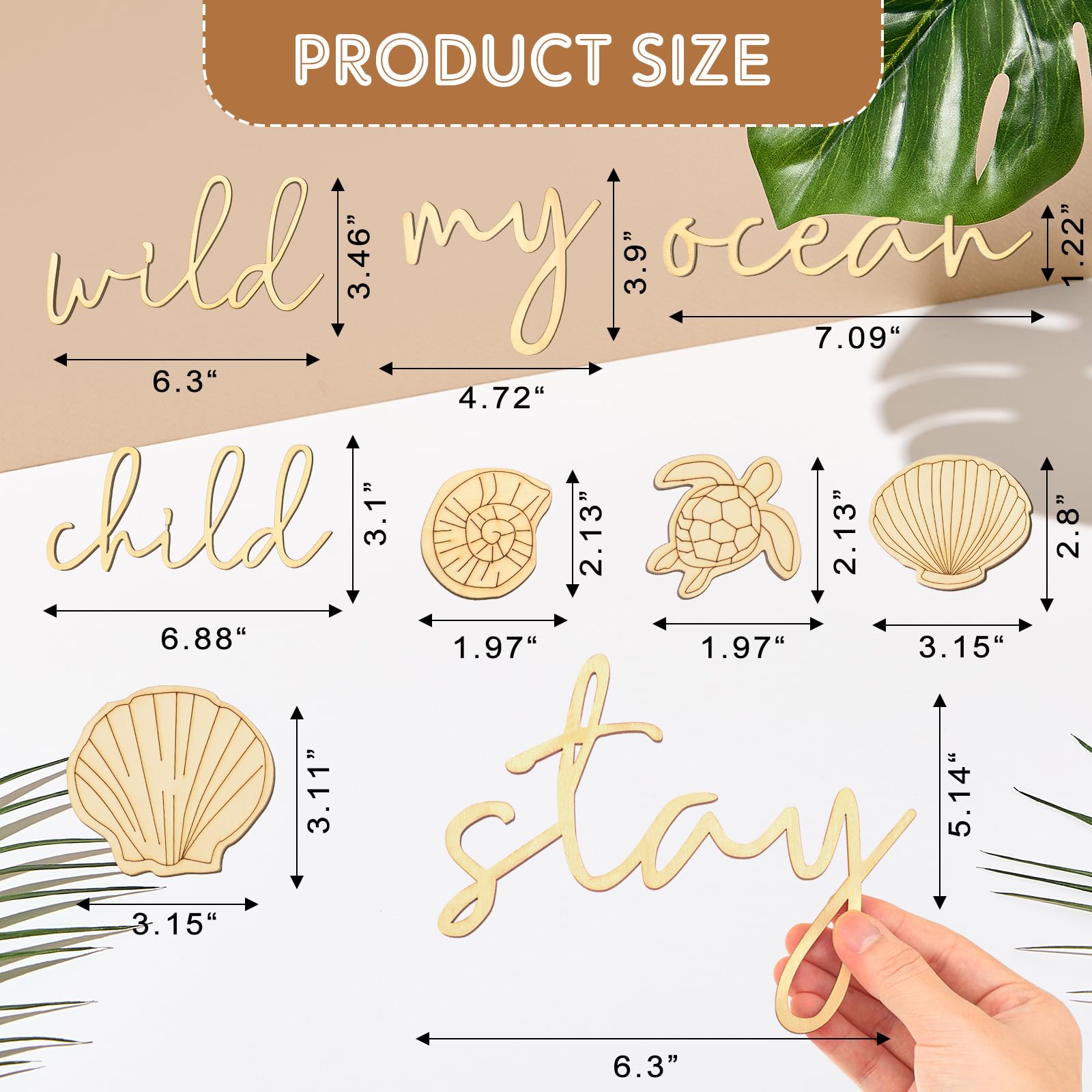 Vercraft wooden ocean signs four pieces displayed together enhances a coordinated boho playroom.