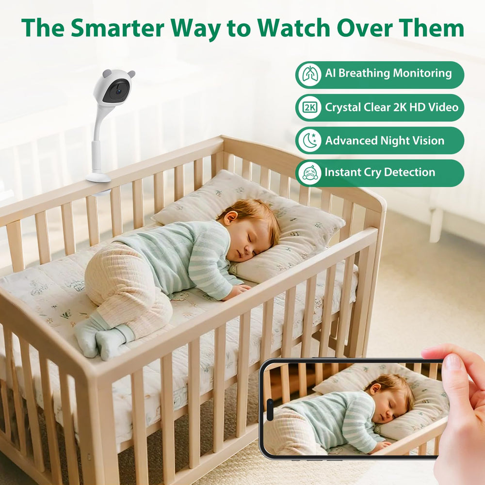 VerdiNex 2K monitor with cry detection and two-way talk.