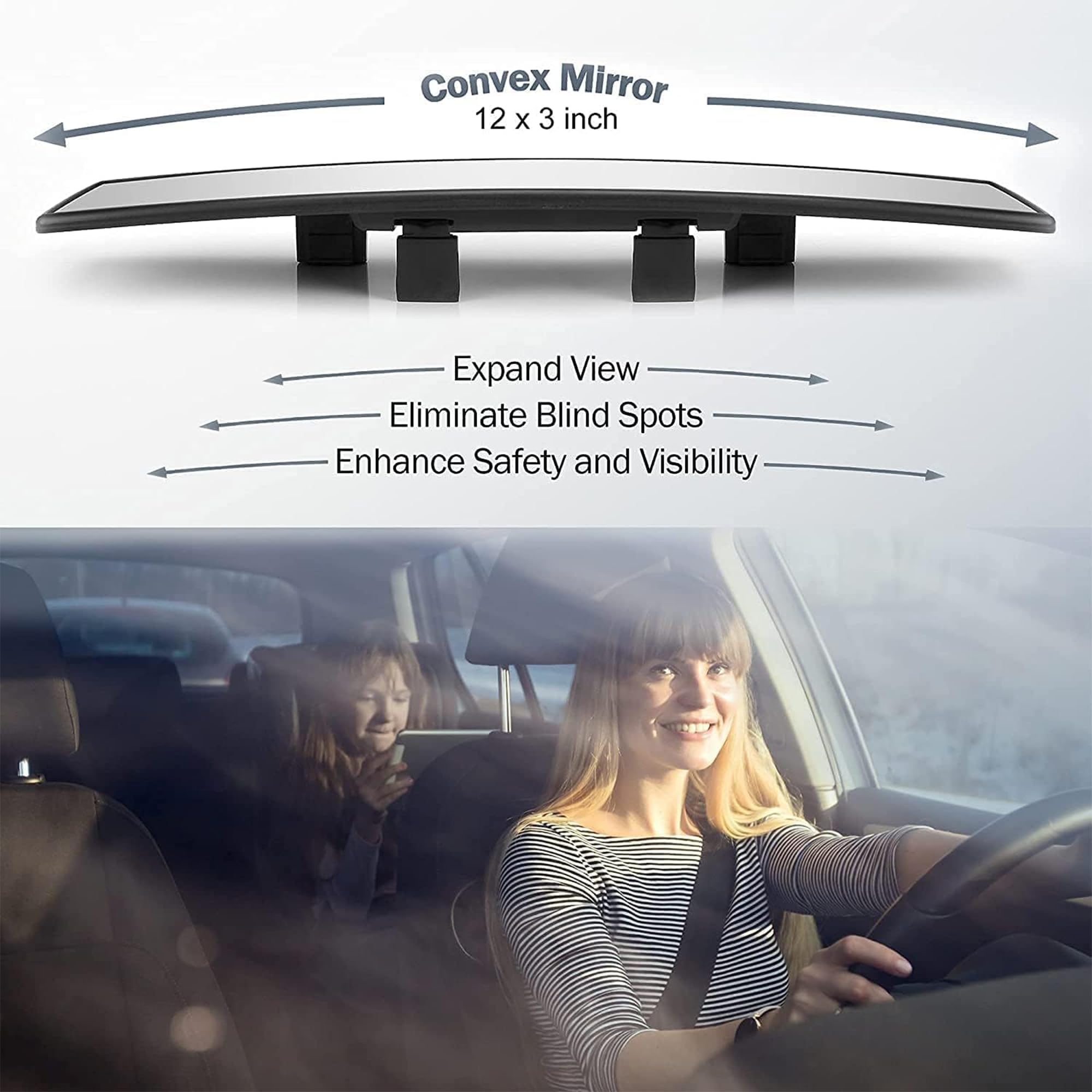 Verivue Mirrors universal clip-on rearview shows easy tool-free installation.