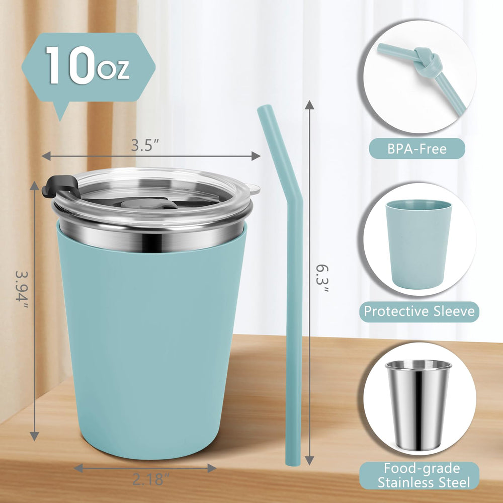 Vermida 10oz stainless steel straw cups with soft silicone straws ensure safe sipping.