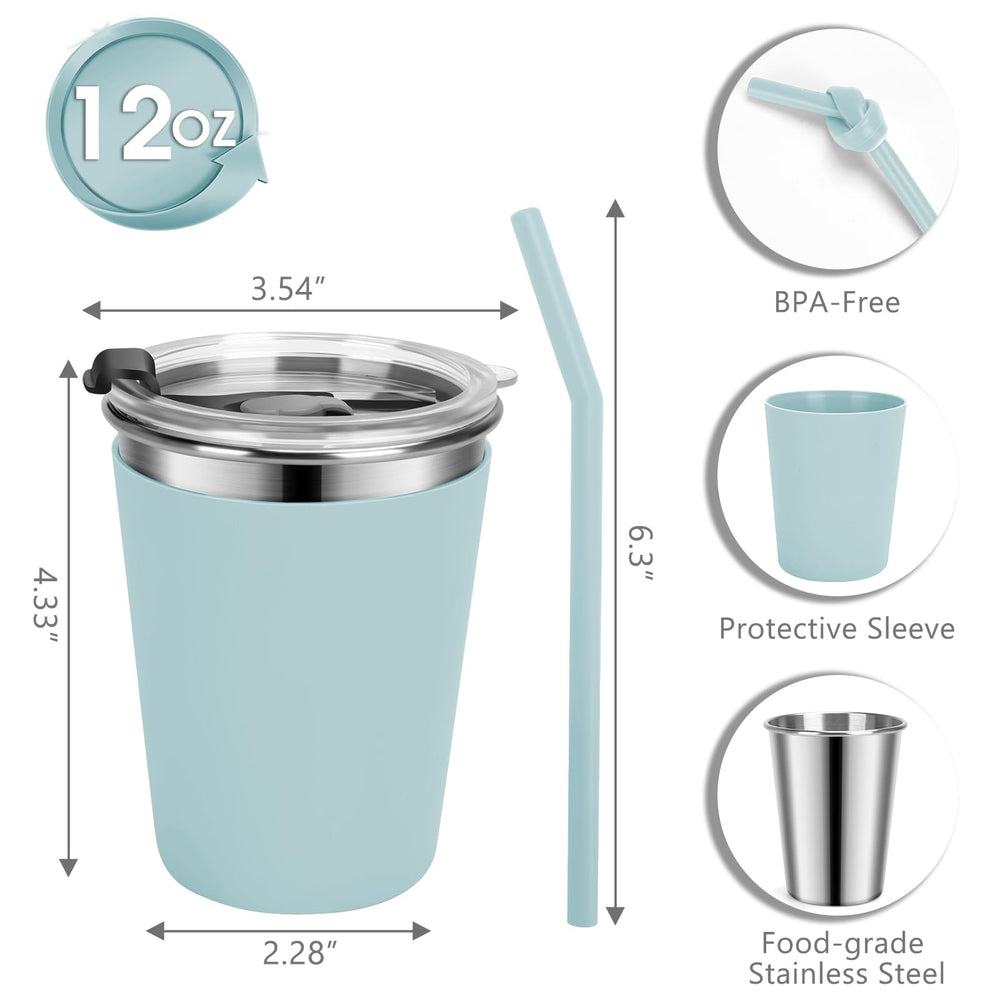 Vermida kids cups with soft silicone straws gentle on kids' lips for sipping.