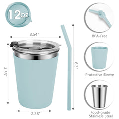 Vermida kids cups with soft silicone straws gentle on kids' lips for sipping.