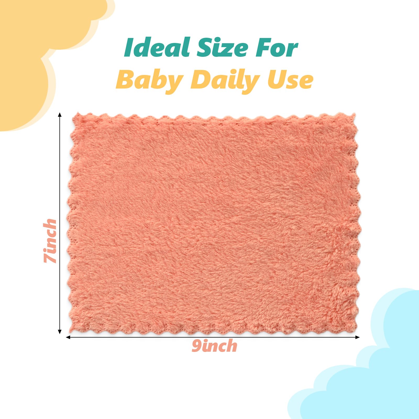 Vermiels baby washcloths soft coral fleece closeup highlighting plush texture for gentle cleansing