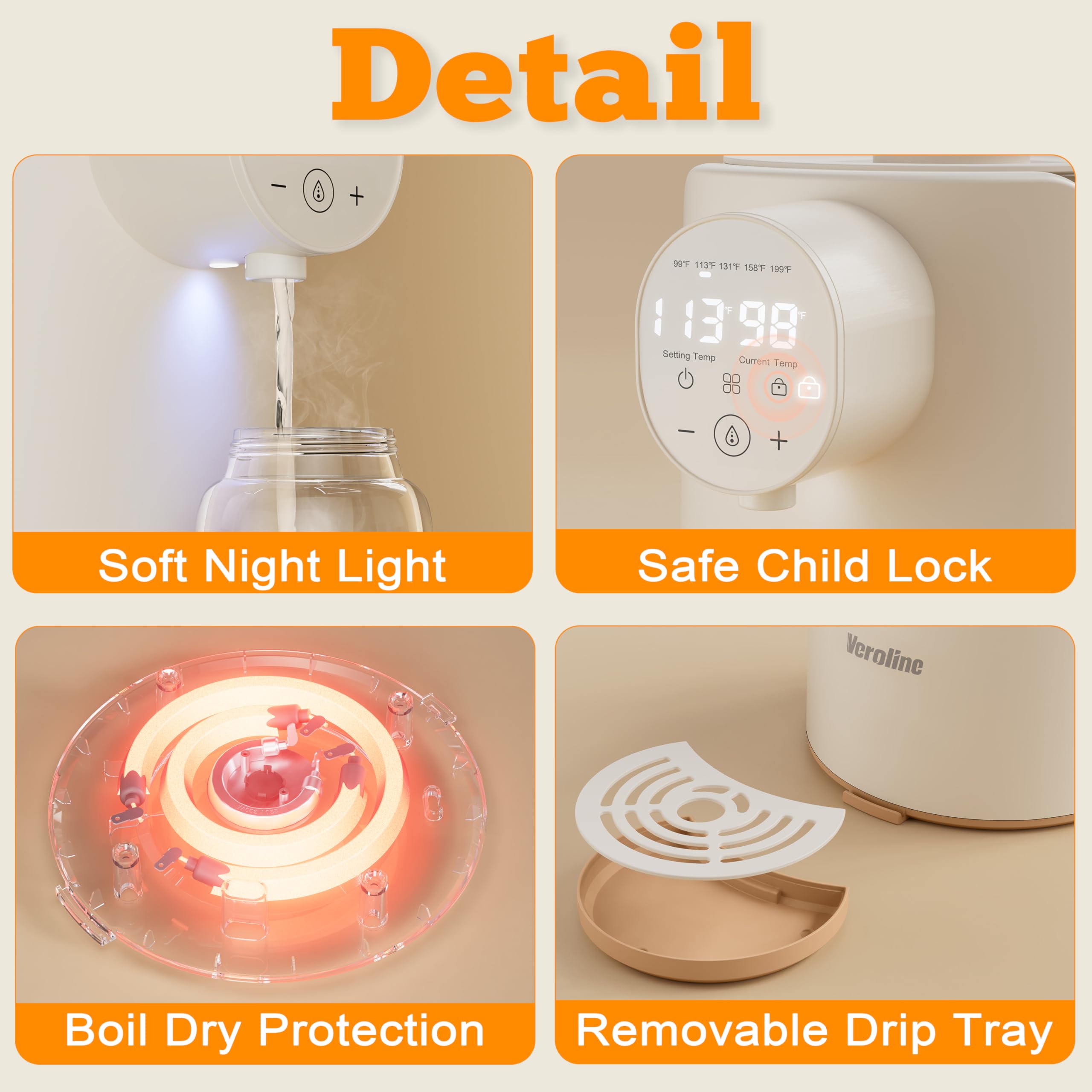 Veroline BPA-free materials ensure safe contact with water and formula.