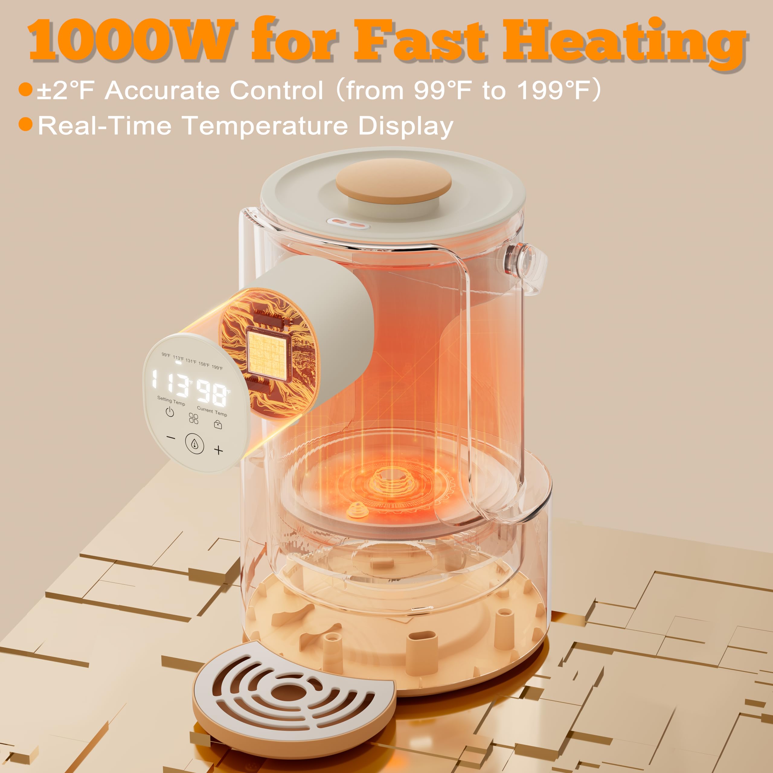 Veroline keep-warm 72h feature maintains warm water for feeding sessions.