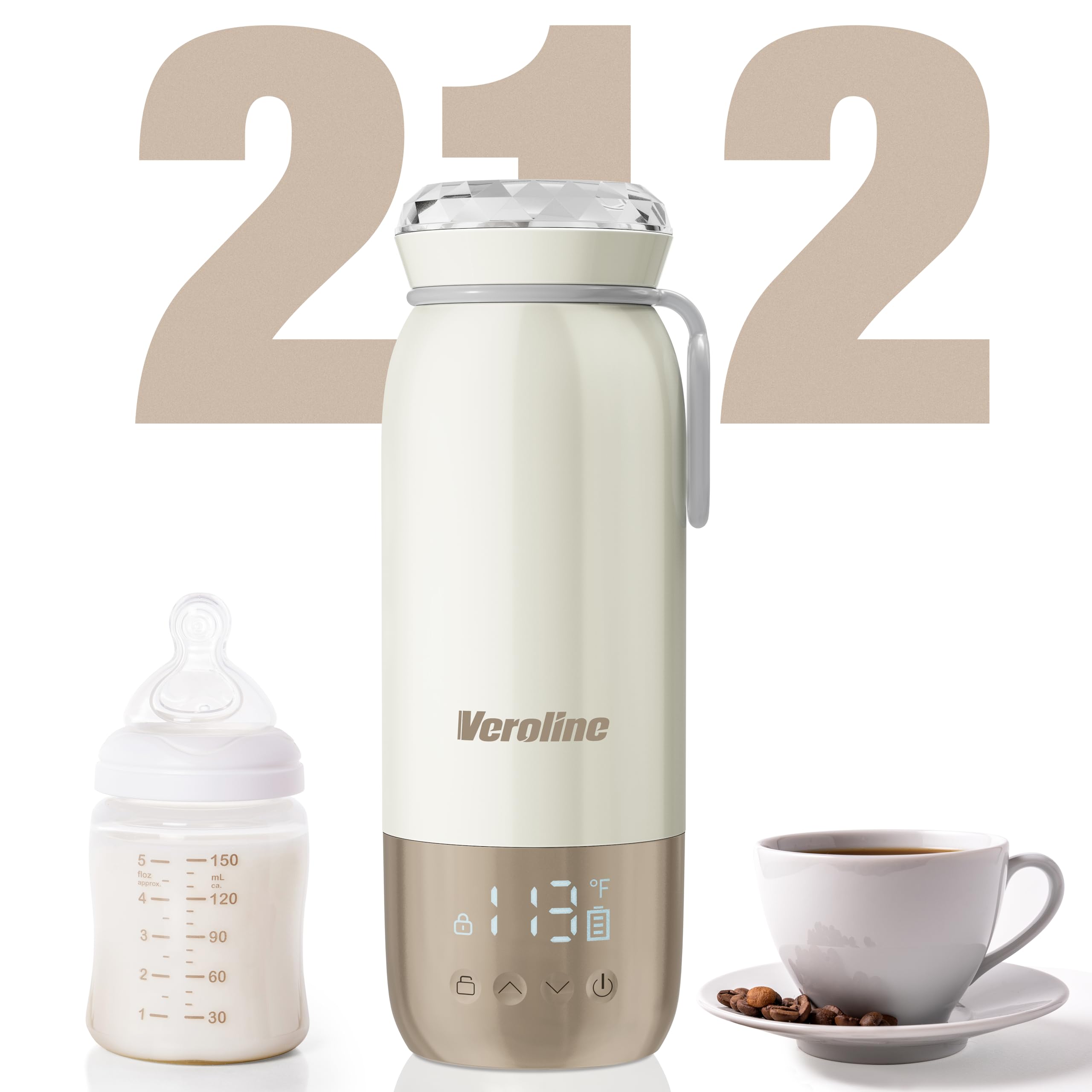 Veroline portable bottle warmer compact design for easy travel and on-the-go feeding.